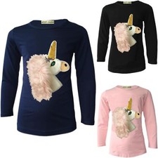 Girls Unicorn Tops Fur Sequin