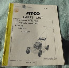 Vintage lawn mower, Atco 18 & 21 inch Rotary grass cutter parts list dated 1962