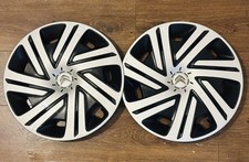 GENUINE CITROEN BERLINGO SET OF 2 15 WHEEL TRIMS BLACK & SILVER HUB CAPS 15"