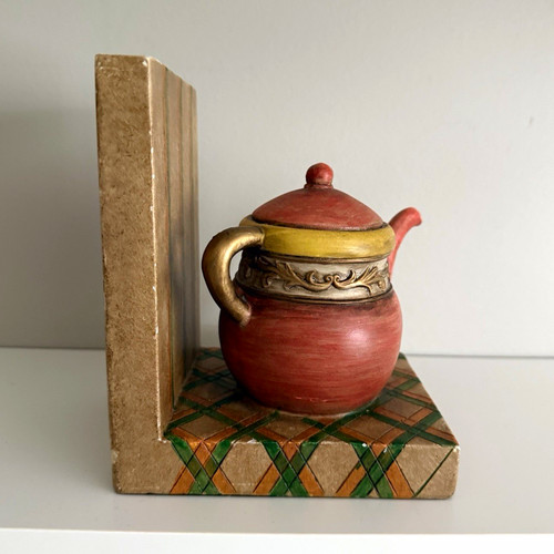 Hand painted teapot bookends - hand,