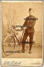 CABINET CARD CYCLING CORPS MILITARY BICYCLE ALDERSHOT ELLIOTT ANTIQUE PHOTO