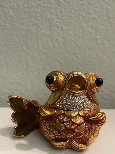 Stunning gold fish trinket box - fish,