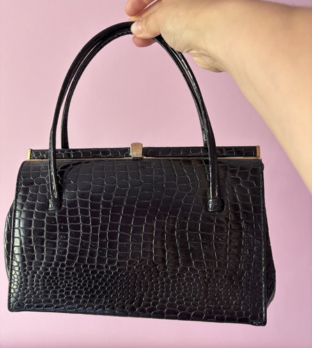Vintage black croc effect - black,