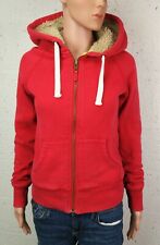 Ladies JACK WILLS RED BORG LINED 'SEASONNAIRES' ZIP UP HOODY HOODIE 8 uk VGC