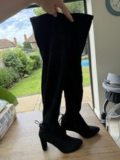 Women’s Thigh High Faux Suede Black Heel Boots Size 40 / UK 6.5
