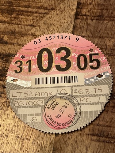 Old vintage tax disc march - vintage,