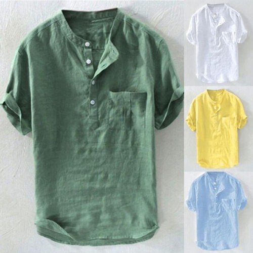 Men buttons cotton linen - cotton,