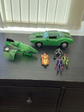 ben 10 car with aeroplane, small car and 3 figures
