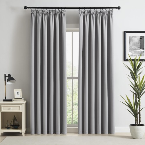 Grey blackout curtains drop - blackout,