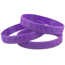 3 pack Cystic Fibrosis AWARENESS Charity Wristband Bracelet Purple silicone