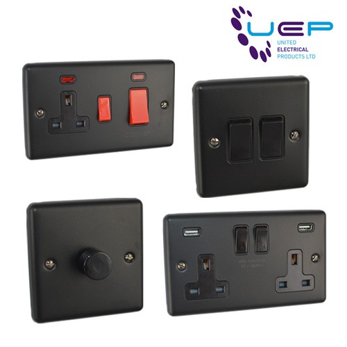 Matt black sockets switches - matt,