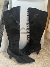 Peter Kaiser Heeled Suede Black Boots. Size 4.5