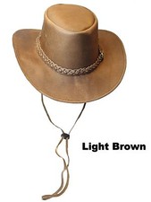 Australian Leather Outback Bush Hat Mens Ladies Kids Free Chin Strap Free Post