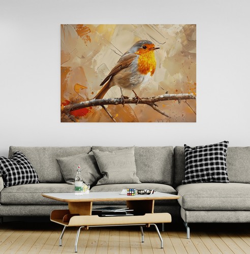 Red robin bird canvas - robin, picture