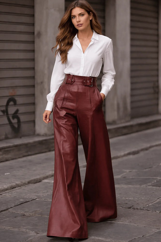 Faux leather pants - leather, women