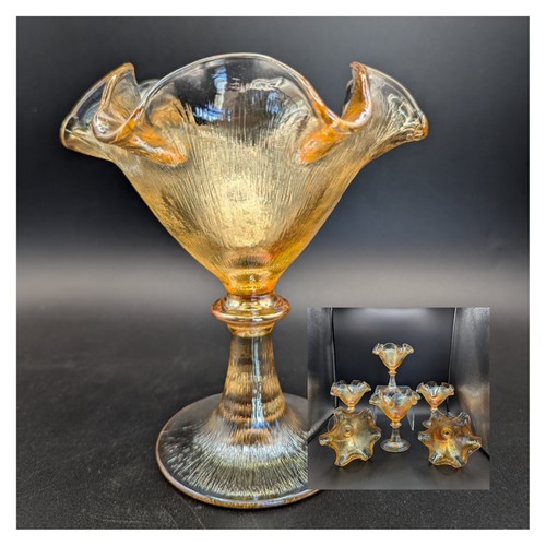 Iridescent amber glass ruffled - amber,