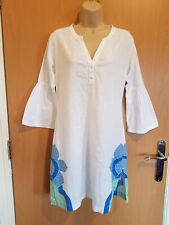 FAT FACE Block Print & Floral Embroidery Indian Cotton DRESS S UK 8 Lightweight