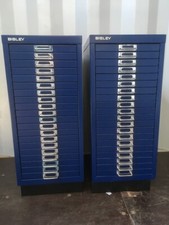 Set of 2 x Bisley 29/20 Multidrawer Cabinets Blue. 20 x 1" Drawers per Cabinet