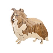 Border Collie Intarsia 3D Wood