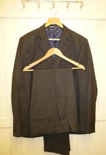 mens TURNER & SANDERSON LONDON GREY 100% WOOL SUIT 44"L CHEST 34"WAIST 33.5" LEG