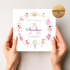 Ballerina Princess Birthday Card - Ballet Dancing Card for Girls | Dance Card