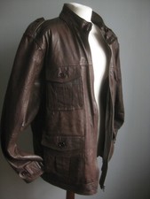 MENS LEATHER JACKET 48 46 BIKER RACER soft lambskin nappa distressed real