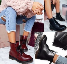 WOMENS LADIES CHUNKY LACE UP