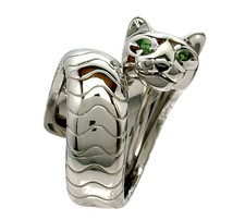 Cartier Panthere La Calda Ring Tsavorite Garnet Onyx K18WG White Gold size EU 52