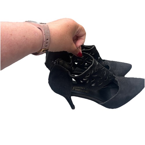 Black faux suede laser cut - suede,