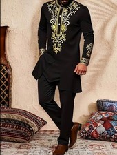 Men's plant print mandarin