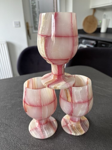 Vintage pink onyx - pink, goblets