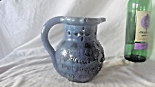 Antique C H Brannam Large Puzzle Jug Incised Marks Under a Blue Glaze