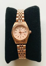 Ladies Rose Coloured SEKONDA 50 Metres Diamond Wristwatch 3063BKT VGC & Box