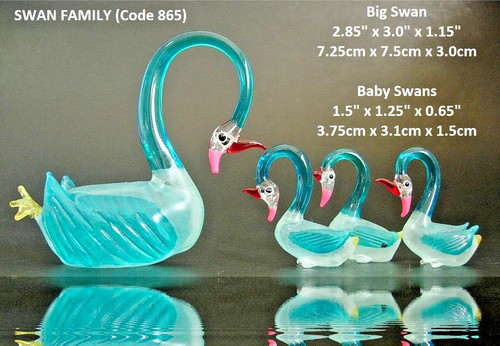 Beautiful glass swan family - glass,