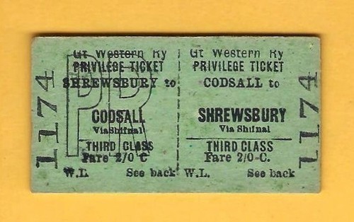Gwr railway ticket 3rd class - 3rd,