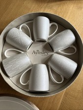 NEW AYNSLEY SILVER BROCADE SET