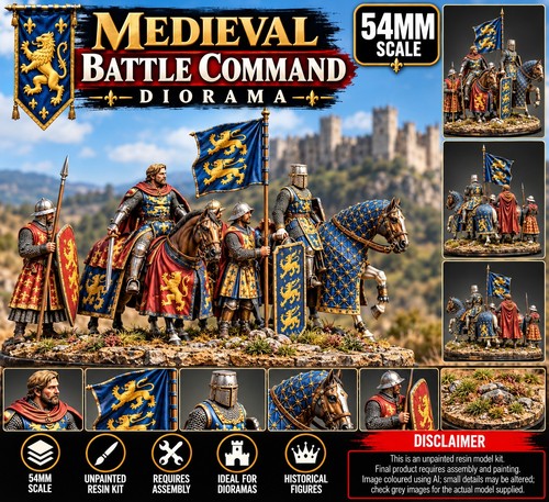 54mm medieval battle command - 54mm,
