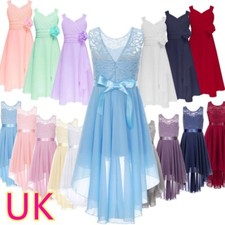 UK Kids Girls Formal Communion Party Princess Pageant Bridesmaid Wedding Dresses