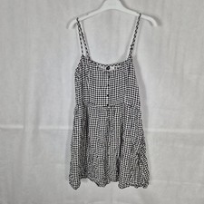 Ladies Dress Size 14 H&M Black White Check Gingham Mini Summer Casual