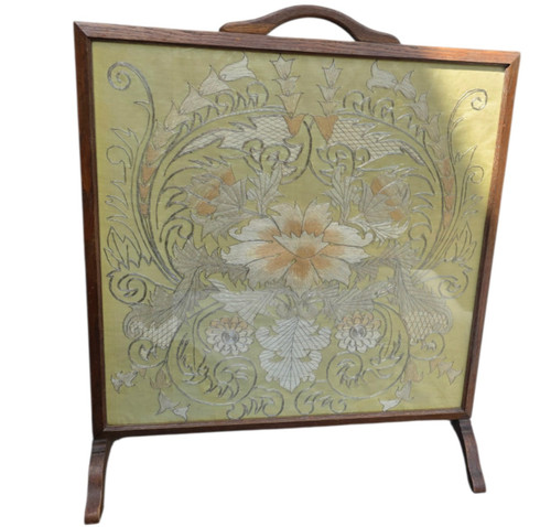 Antique fire screen framed - fire,