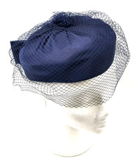 Vintage 80s Navy Hat Veil Pill
