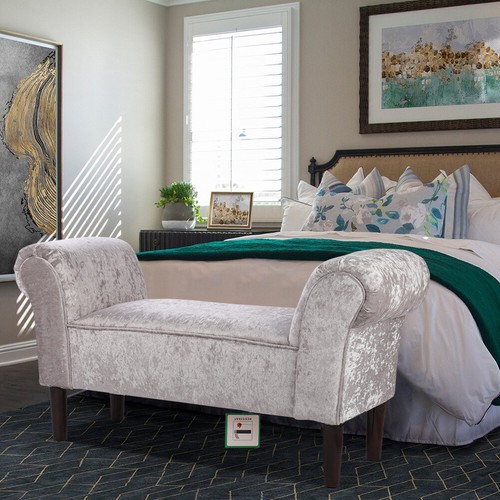 Crushed velvet fabric ottoman - velvet,