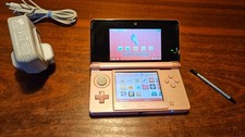 NINTENDO 3DS METALLIC PINK & 3 GAMES HANDHELD BUNDLE #RS15RB11 OFFICIAL CHARGER