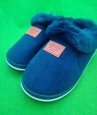 Navy Blue Soft Fluffy Cord Slippers - 5.5 - 6 UK 40-41 EU Size. New Never Worn