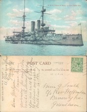 HMS Prince of Wales battleship Raphael Tuck Sons 1914 postmark Ships Nautical