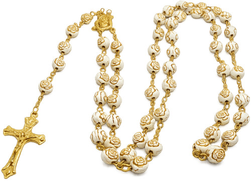 Rose gold prayer rosary - rose, 8mm