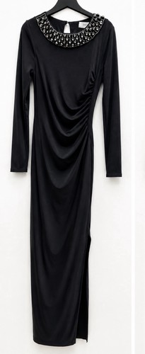 Black long coast dress with - black,