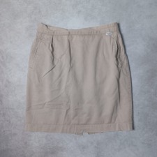 Khaki Pencil Skirt Womens Size 12 Beige Safari Vintage Straight Knee Length Mini