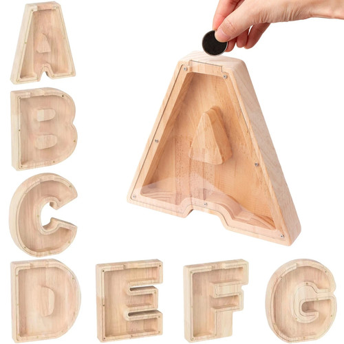 Wooden letter money box - money,