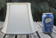 Cream Fine Fabric 9" Cut Corner Rectangle Lampshade UK & EU Fitting Silk Braid